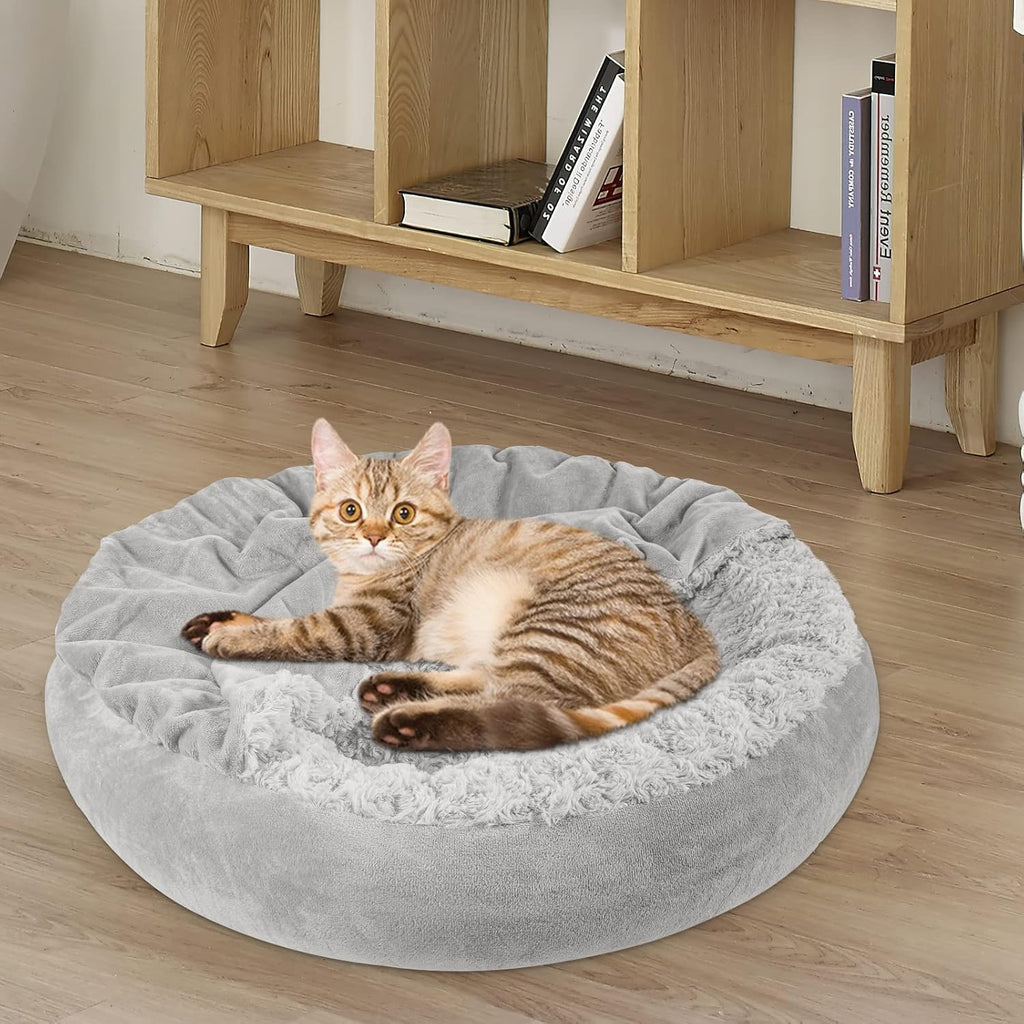 JOEJOY Small Dog Bed Cat Bed with Hooded Blanket, Cozy Cuddler Luxury Puppy Pet Bed, Donut Round Calming Anti-Anxiety Do