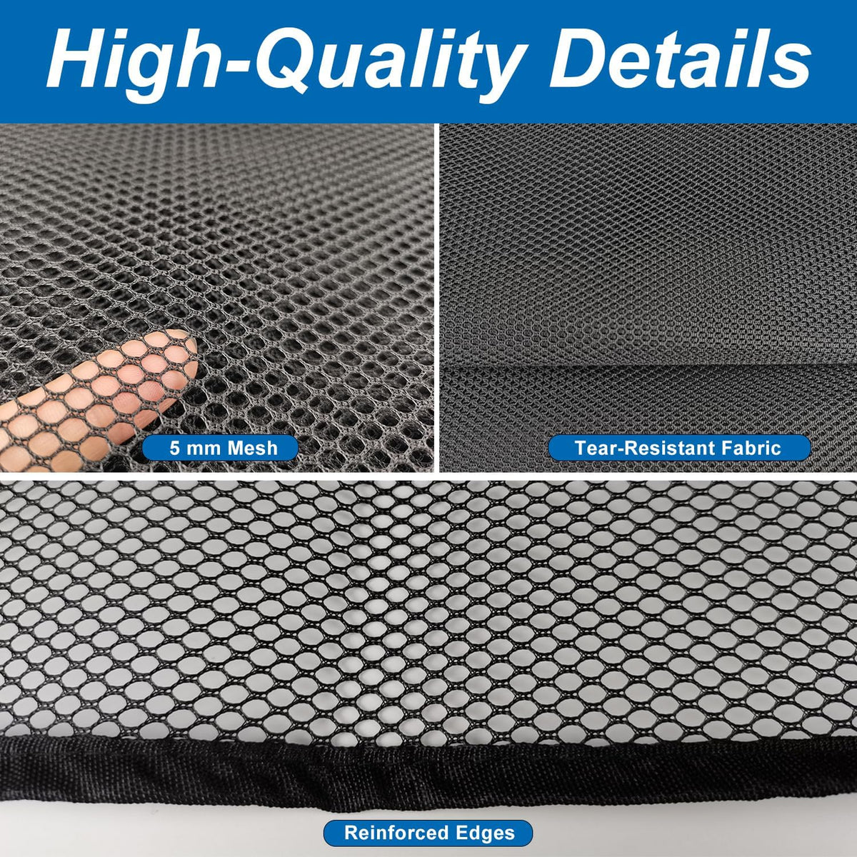 KALYVON Banister Guard 15ft X 3ft Thick, Balcony Netting for Pets (Black)