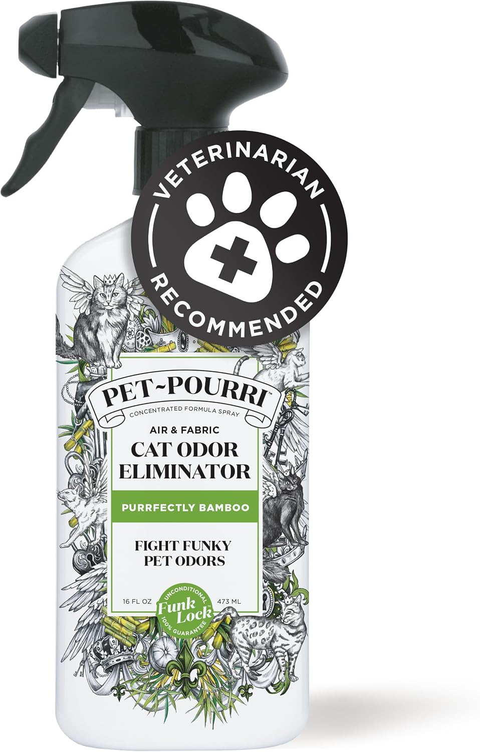 Pet-Pourri Air + Fabric, Cat Odor Home Deodorizer Spray, Bamboo, 16 Fl Oz