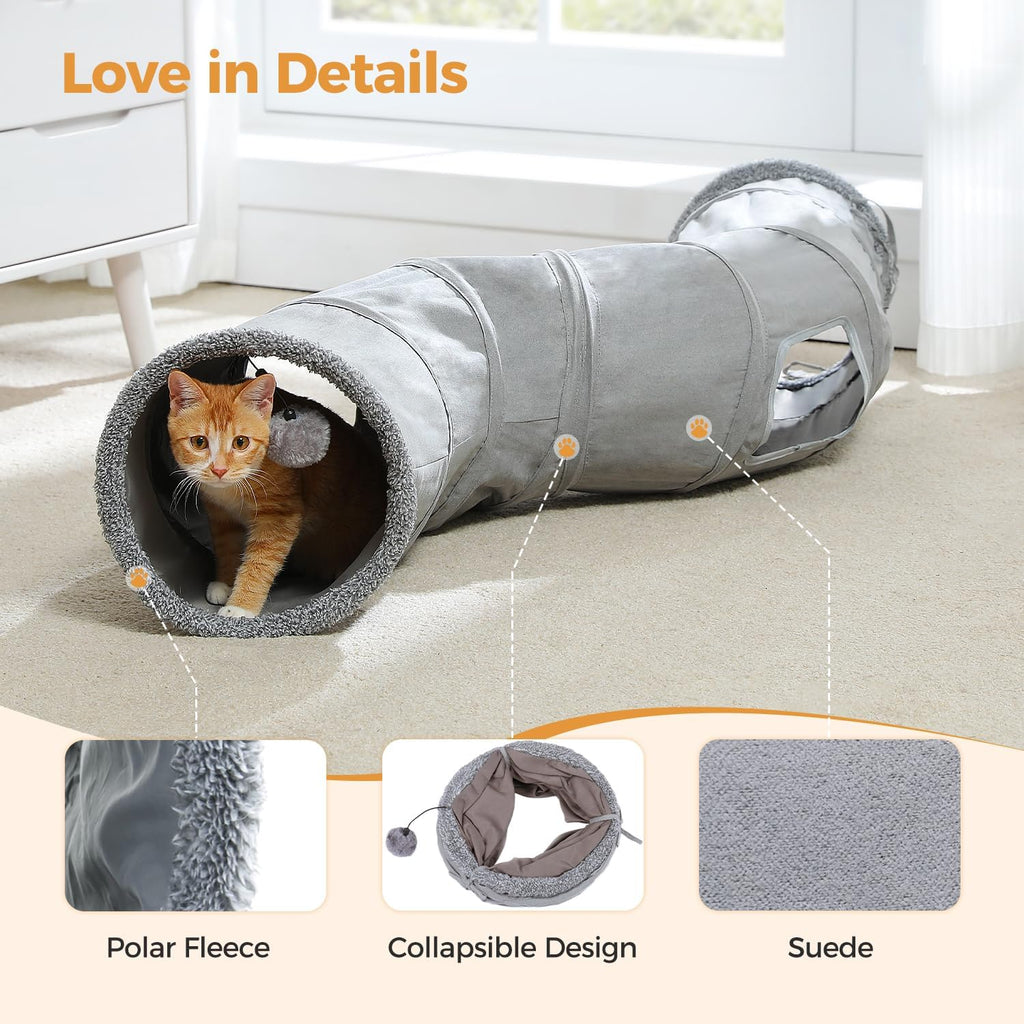 PAWZ Road Cat Tunnel S Shape Cat Tunnels for Large & Indoor Cats 51”Long
