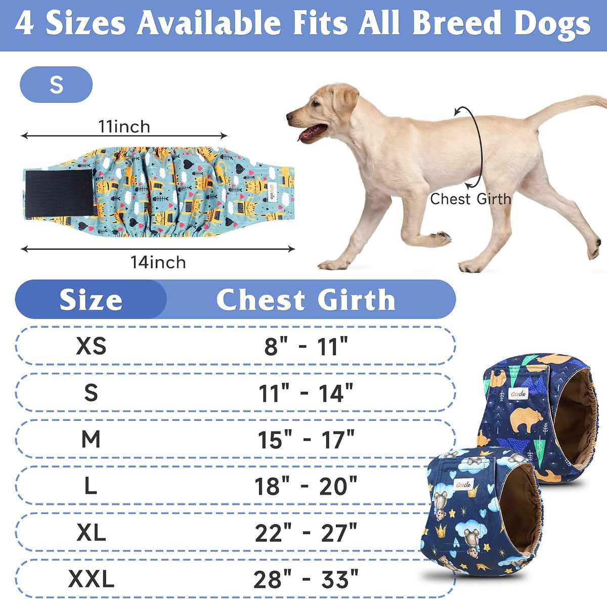 5 Pack Dog Diapers Male, Premium Belly Bands for Male Dogs, High Absorbing Male Dog Pee Wraps for Doggie in Incontinence