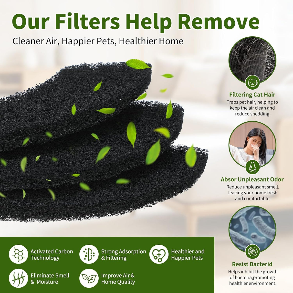 8 Pack 0.5" Thickened Activated Carbon Filters Compatible with LR 4