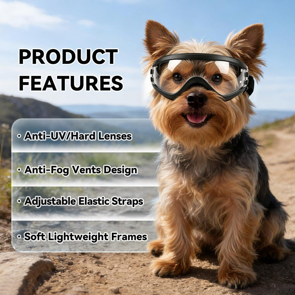 Dog Goggles Small Breed Windproof Anti-Fog Dog Sunglasses Clear View Dog Glasses for Walks/Car Rides/Motorcycle Riding/B