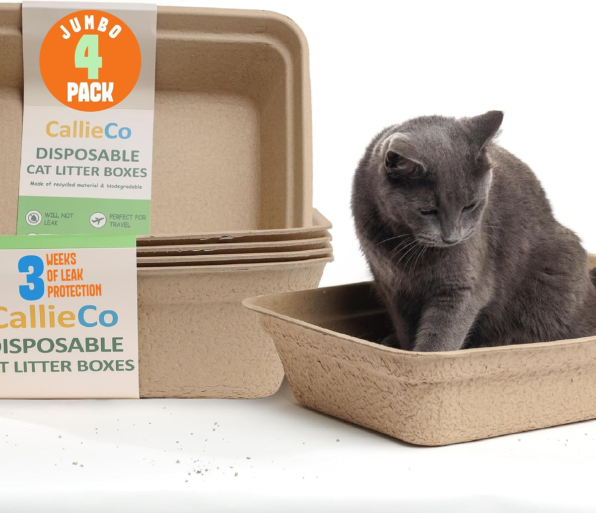 CallieCo Disposable Cat Litter Boxes Large 6 Pack Leak Resistant