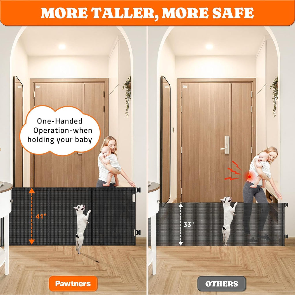 Retractable Baby Gate, 41” Extra Tall Dog Gate for Stairs Doorways