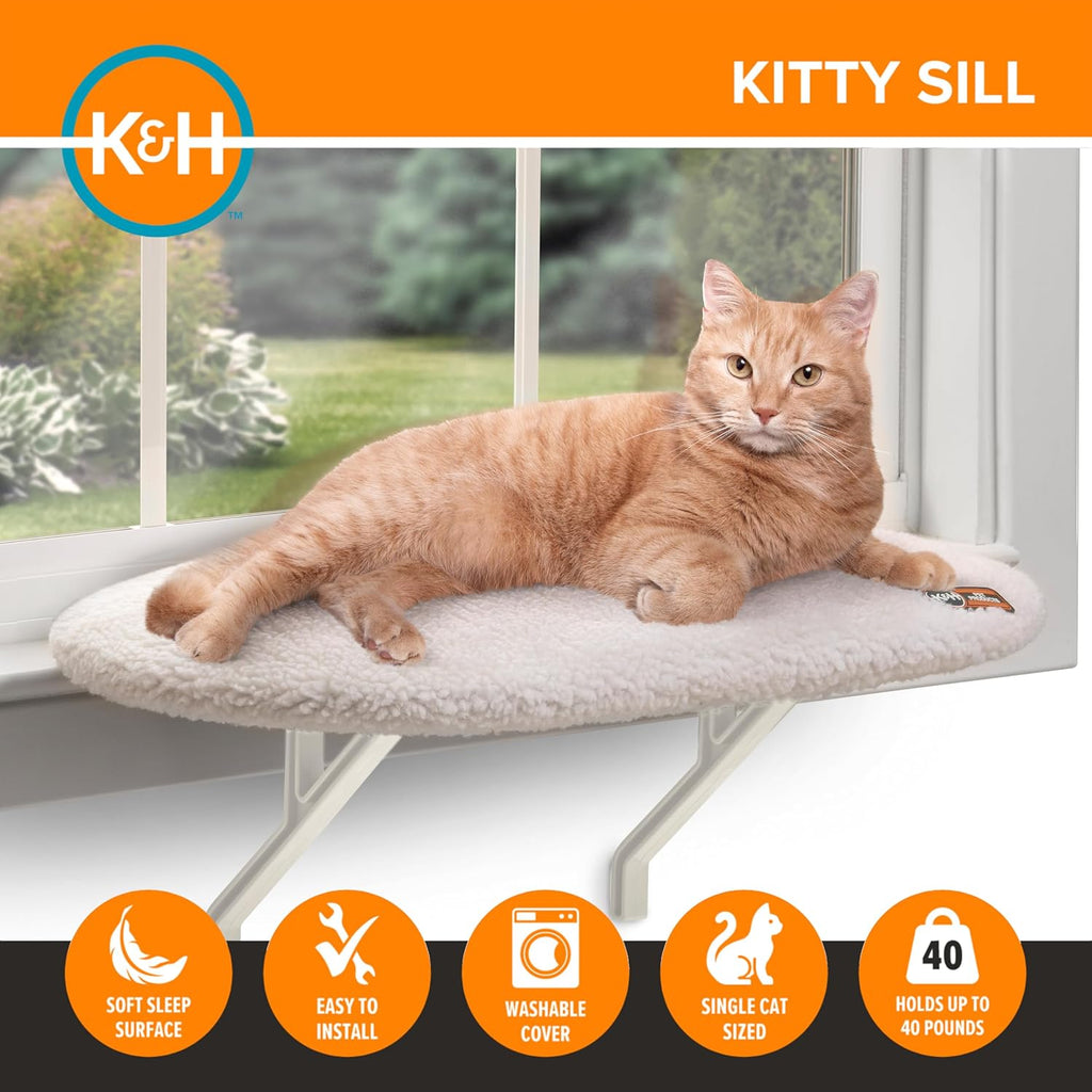 K&H Cat Window Perch, Unheated Kitty Sill, 24x14in, Fleece