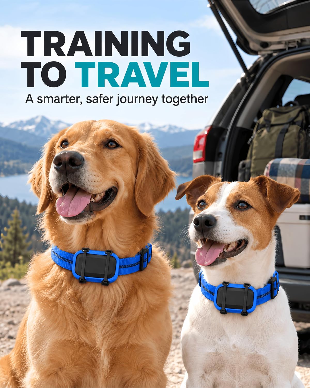 Dog Collar Tracker Holder Compatible with Fi Mini, Open Charging Port Mount (Blue)