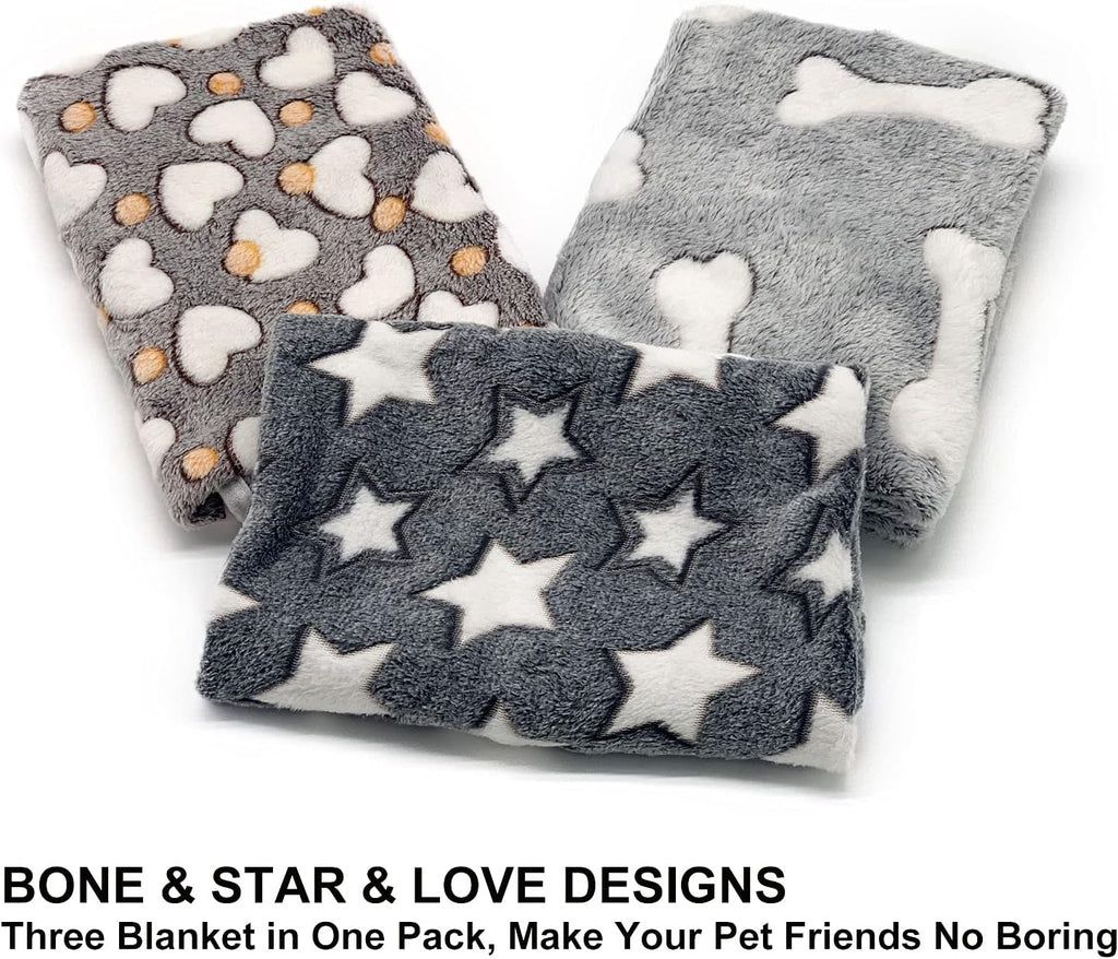 1 Pack 3 Puppy Blanket, Fleece Pet Small Dog Blanket for Puppy Cat, 23"x15"
