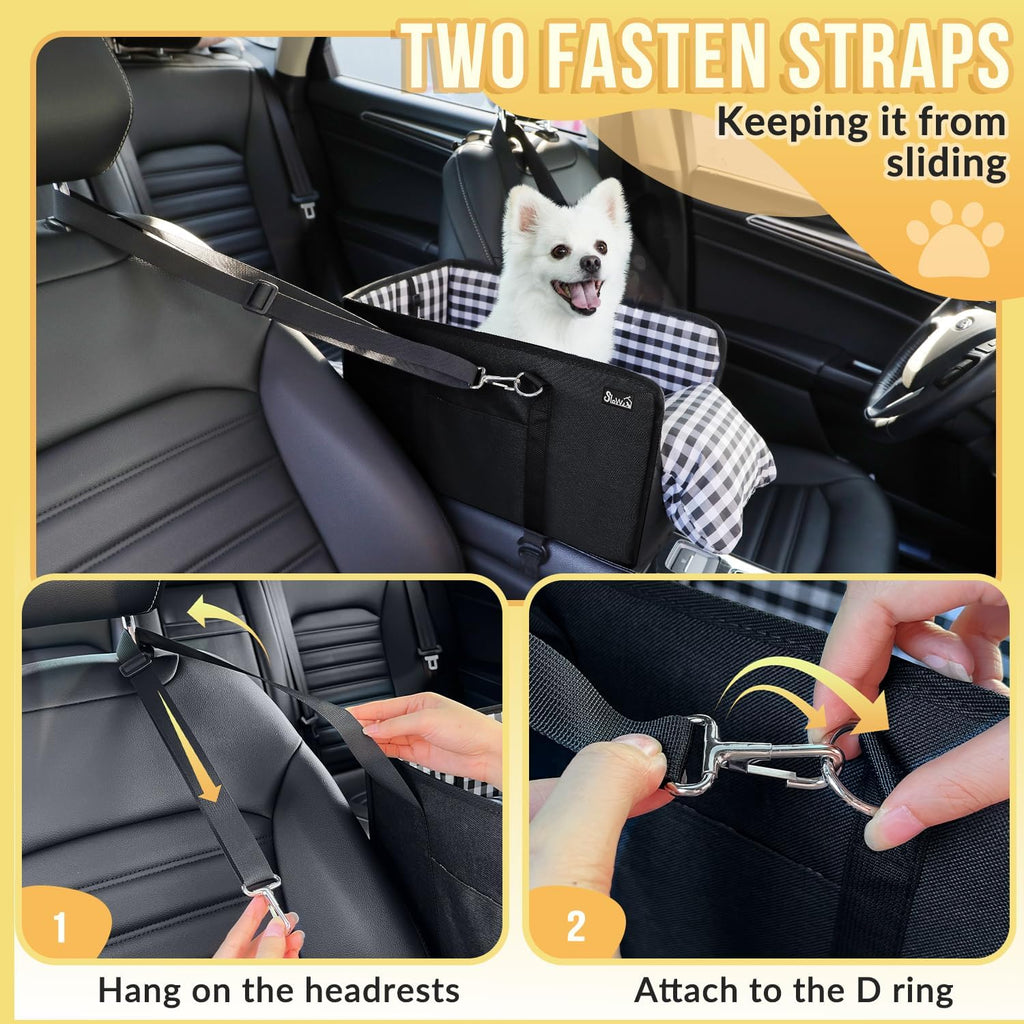 SlowTon Console Dog Car Seat, Dog Booster Seat for Small Dogs Under 11lbs
