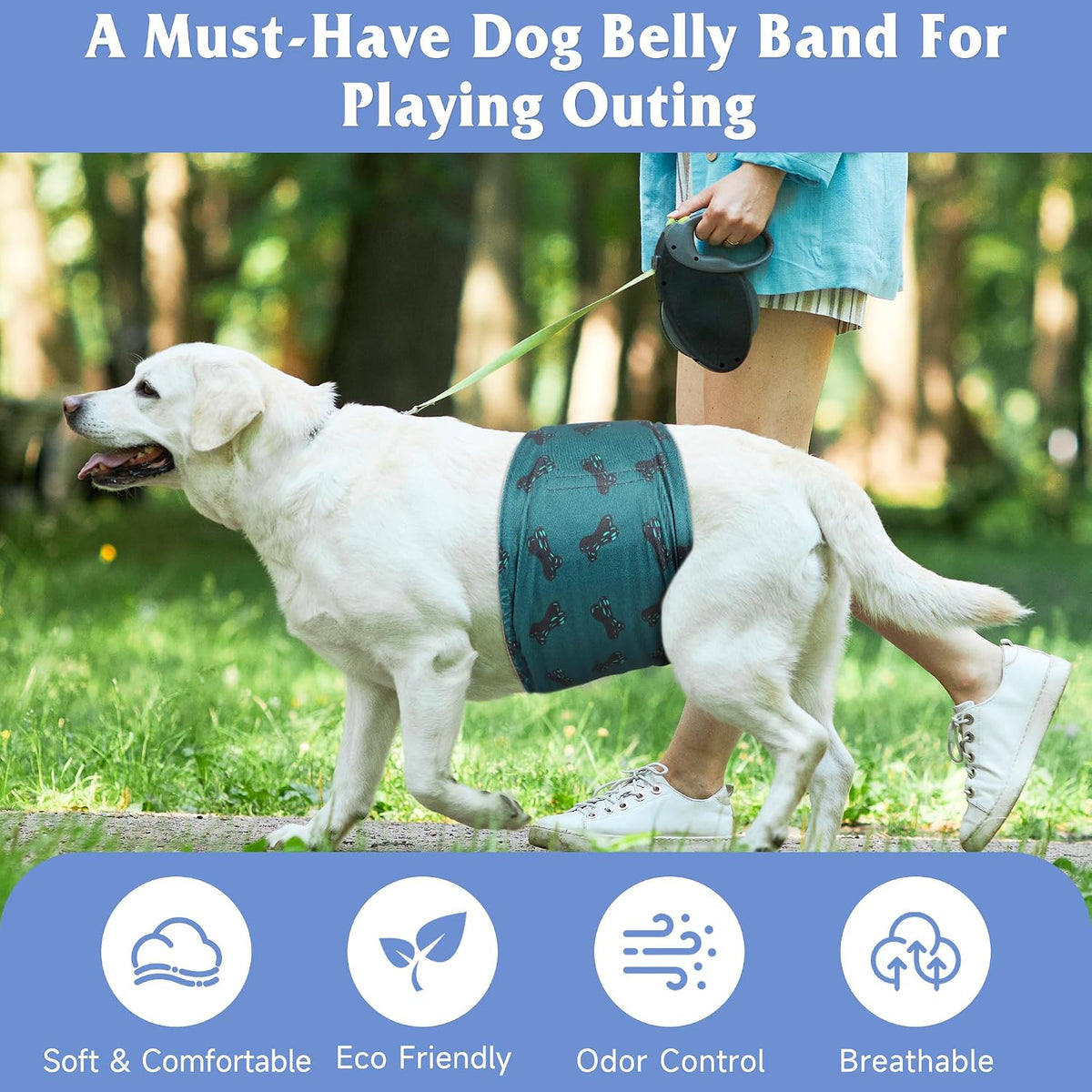 5 Pack Dog Diapers Male, Premium Belly Bands for Male Dogs, High Absorbing Male Dog Pee Wraps for Doggie in Incontinence