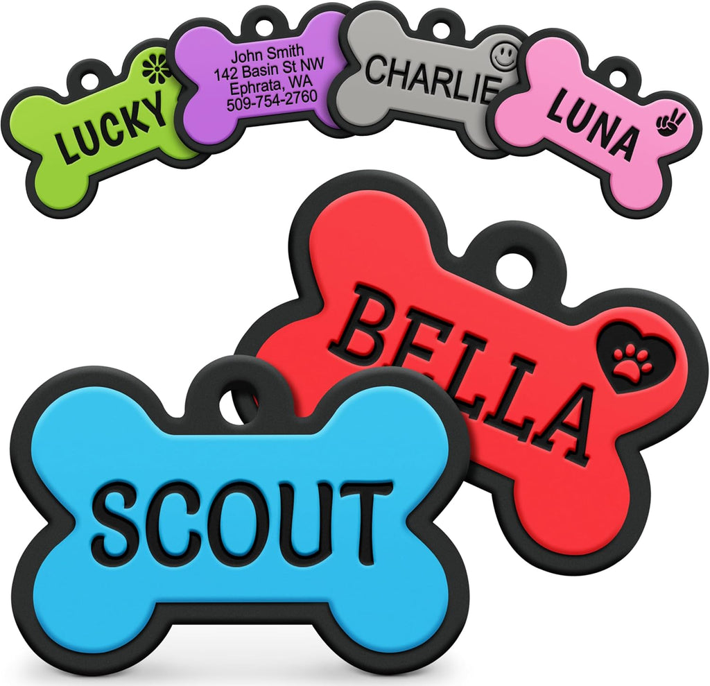 GoTags Silicone Dog Tags, Personalized Engraved Silent Pet Tag, No Noise