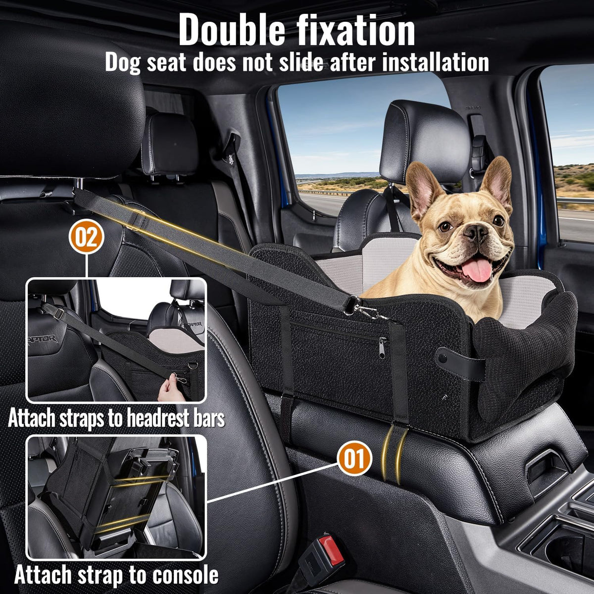 Center Console Dog Car Seat for Small Dogs,Fit for Full Size Truck