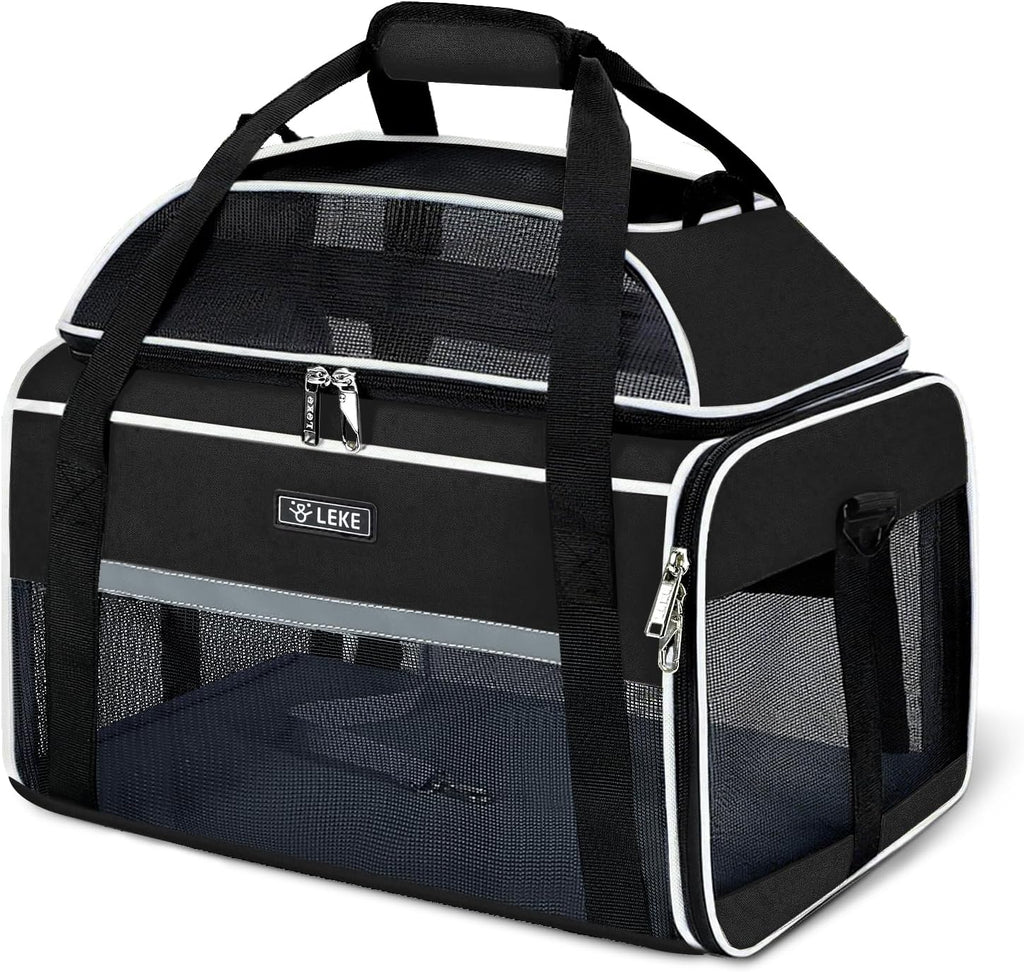 Lekereise Top-Expandable Pet Carrier 18x13x9.5 Inch Southwest Frontier Airline Approved Soft Sided Underseat to 15lbs Tr