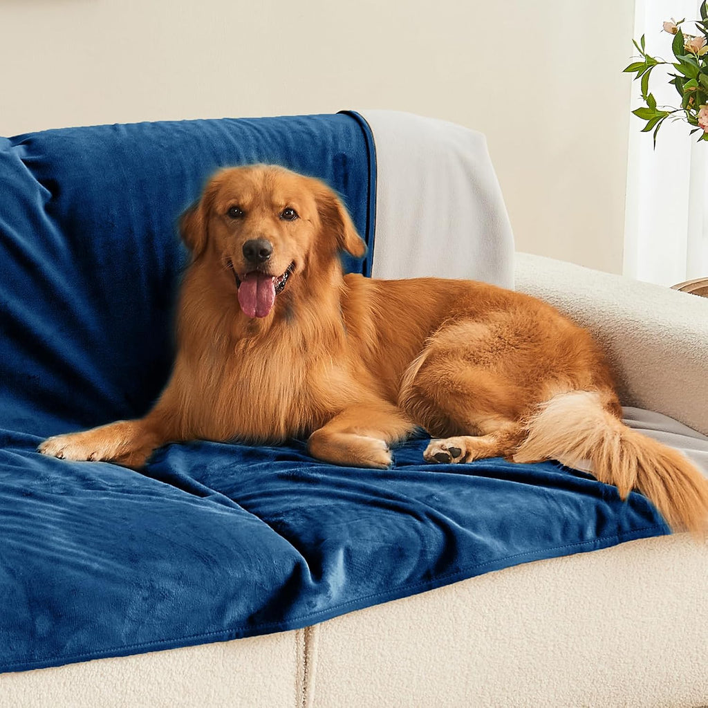 Waterproof Blanket Bed Cover 60"x80" for Adults or Pets, Navy Blue