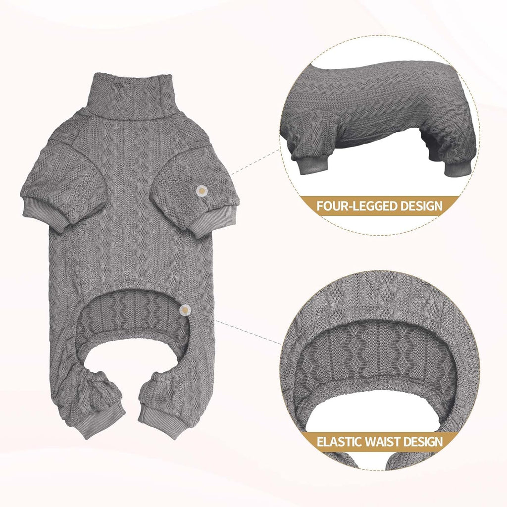 Dog Sweaters for Large Dogs Turtleneck Knitted Pet Clothes Solid Color Puppy Sweater Warm Dog Sweater(Grey&XL)