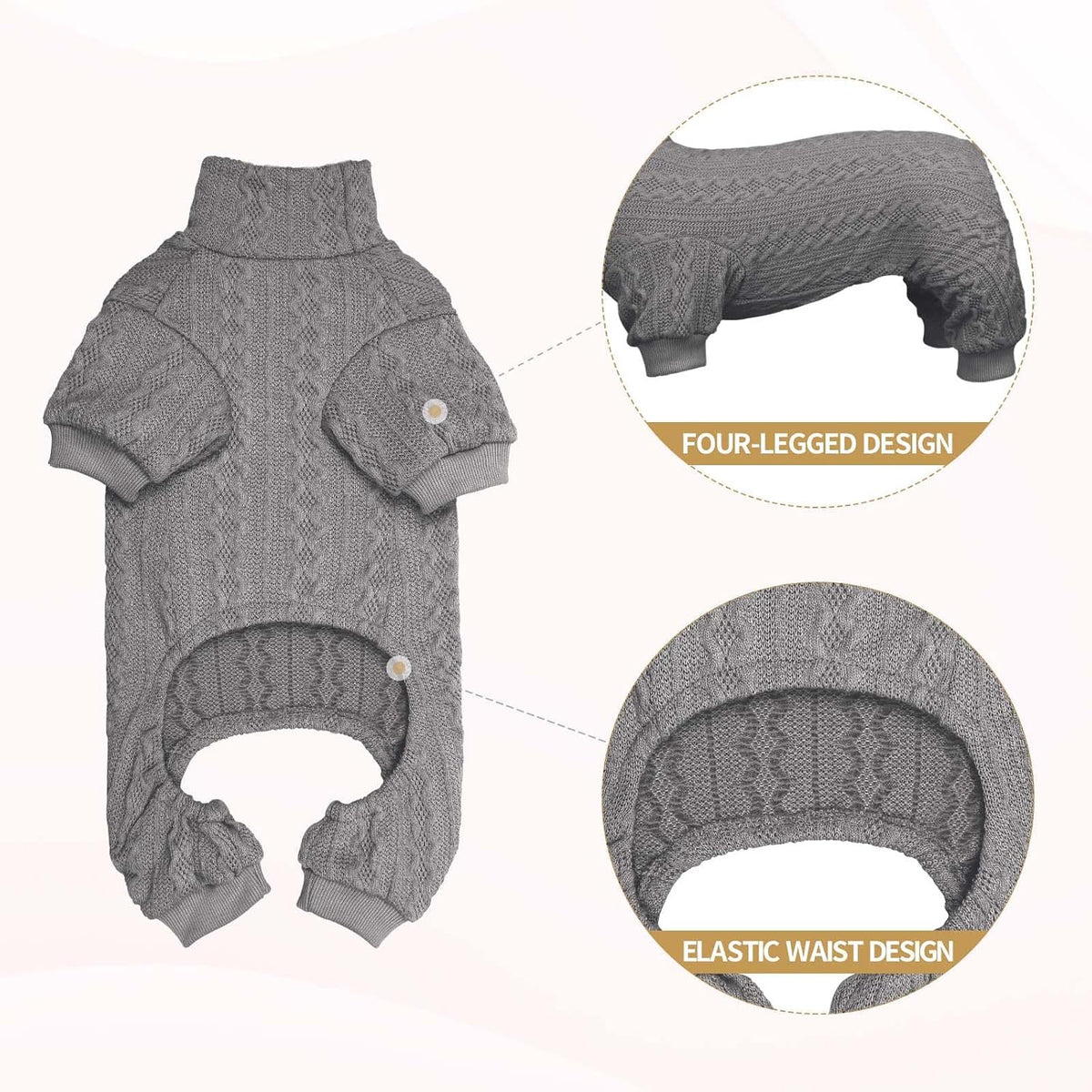 Dog Sweaters for Large Dogs Turtleneck Knitted Pet Clothes Solid Color Puppy Sweater Warm Dog Sweater(Grey&XL)