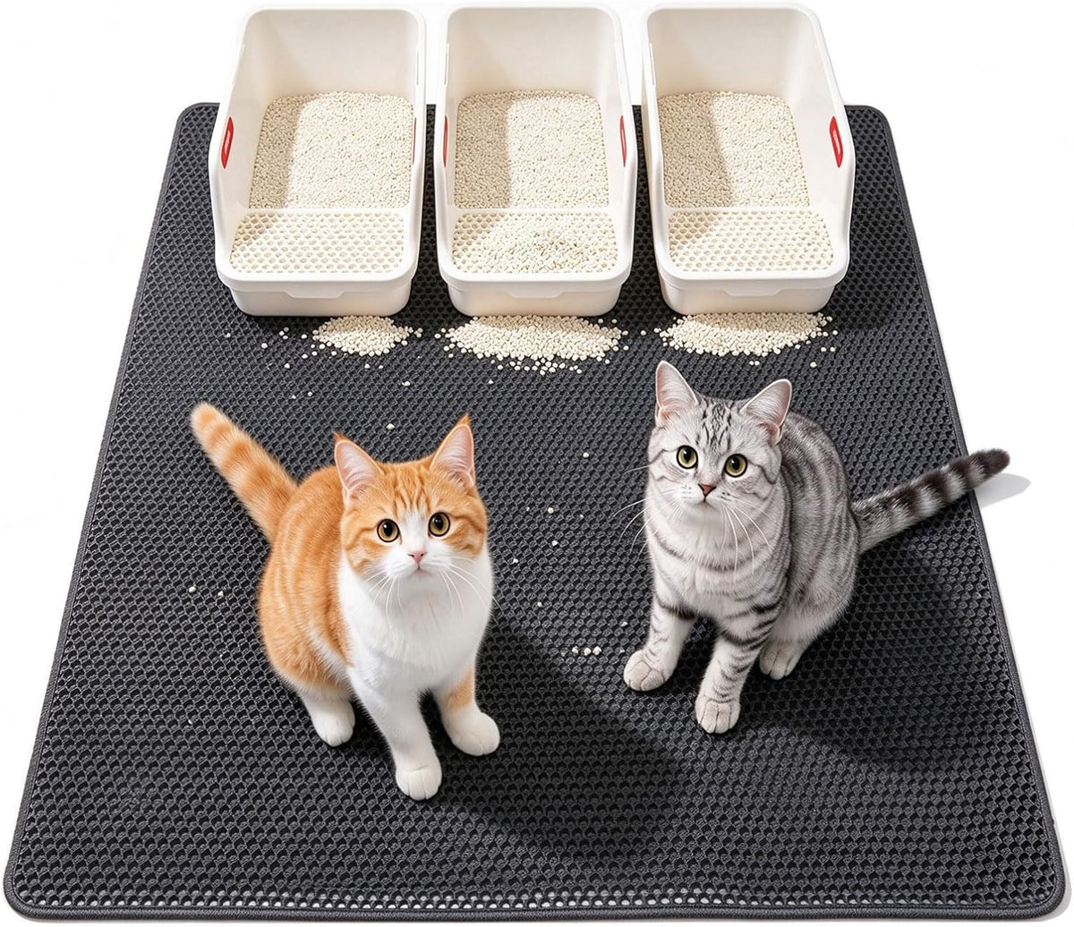 Cat Litter Mats-Extra Large 47''x36'' Litter Trapping Mat for Cat-XXL Litter box Matt for Floor-2 Layer Catcher Rug for 