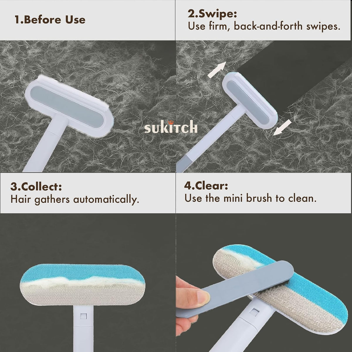 Dog & Cat Hair Remover for Couch, Reusable Lint Brush for Furniture