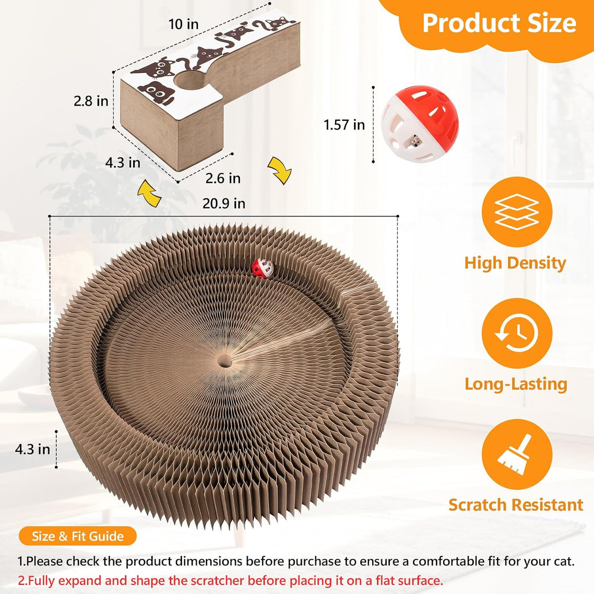 Cat Scratcher, Interactive Cat Toys for Indoor Cats Cardboard Scratch Pad