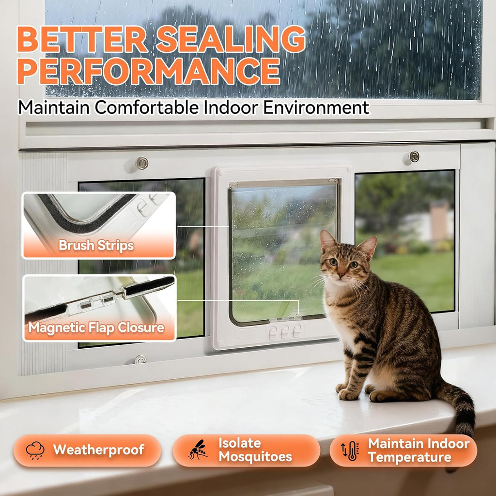 LIBBEPET Cat Door for Window, Adjustable Window Width 27"-32", Medium