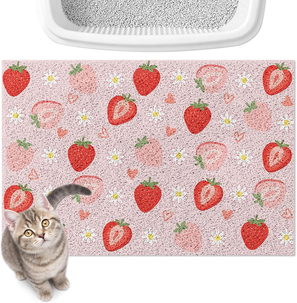 Cat Litter Mat, 24" x 16" Cute Litter Box Trapping Mat
