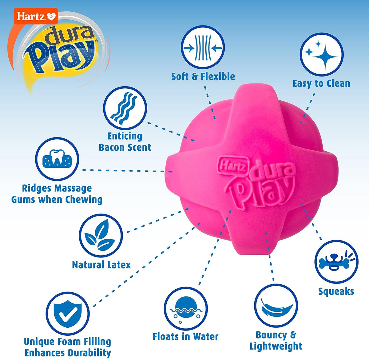 Hartz Dura Play Bacon Scented Squeak Ball Dog Toy for Small Breeds, 3 Pack