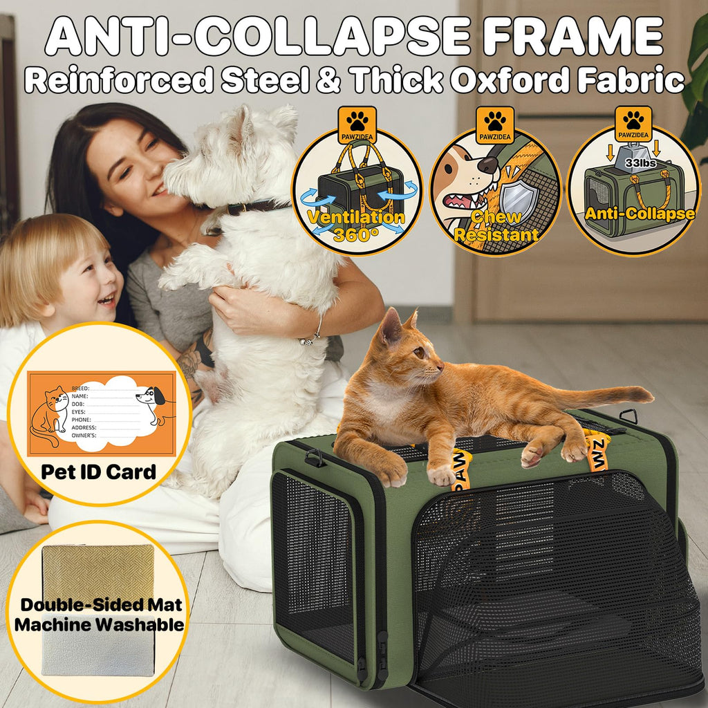 PAWZIDEA Expandable Pet Carrier for Small Cats & Dogs, TSA Airline Approved