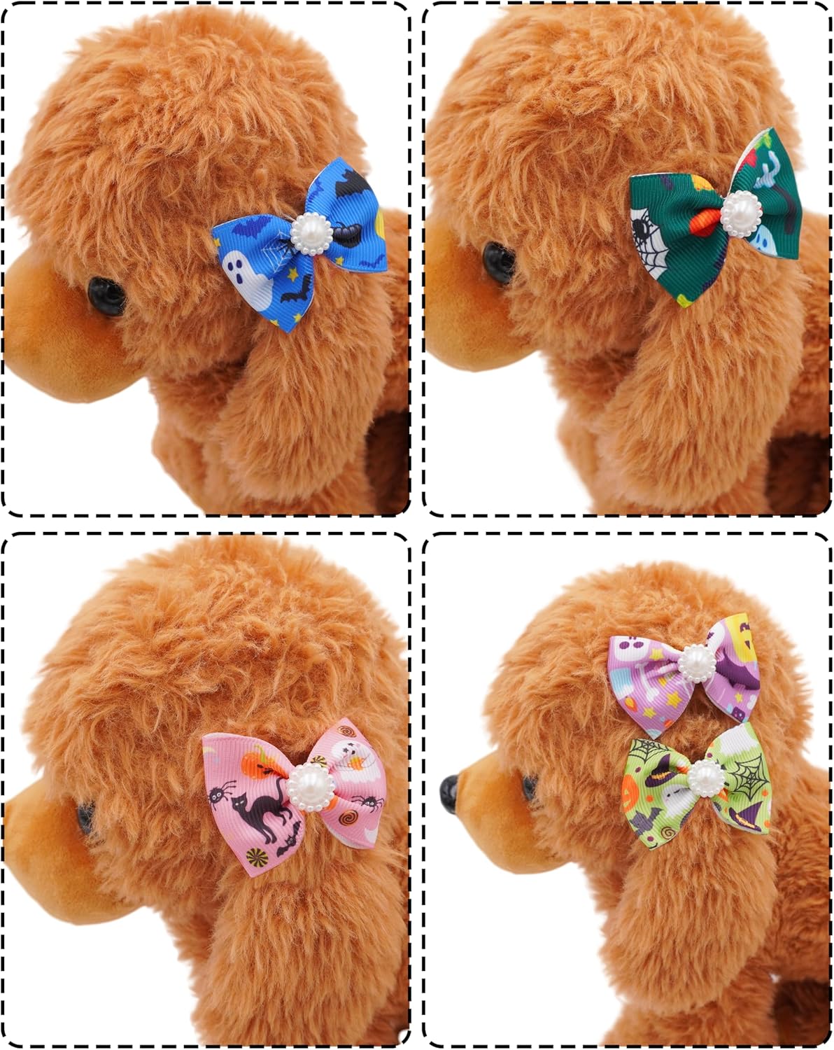 PET SHOW 10 Pack 2" Halloween Small Dog Hair Bows with French Clips