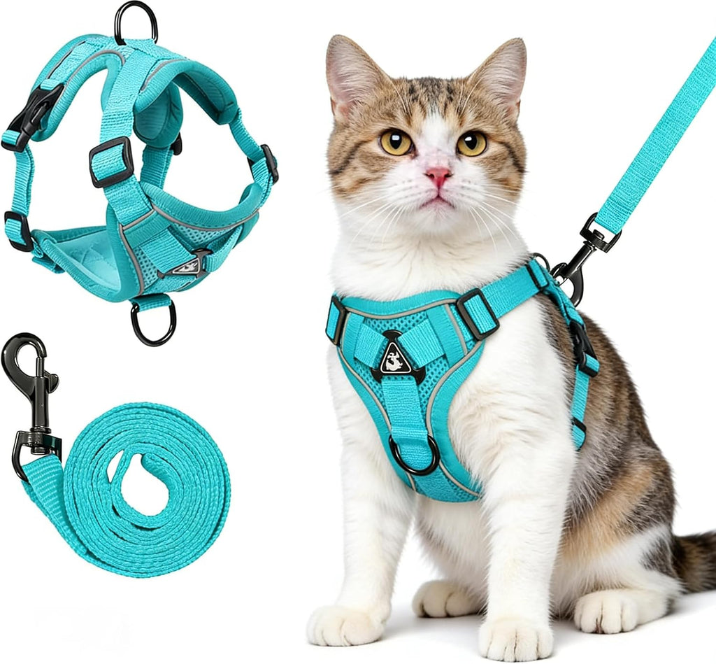 Cat Harness and Leash for Walking, Escape Proof Soft Adjustable Vest Harnesses for Cats (Emerald, M : Cat Weight 6.6-9.9