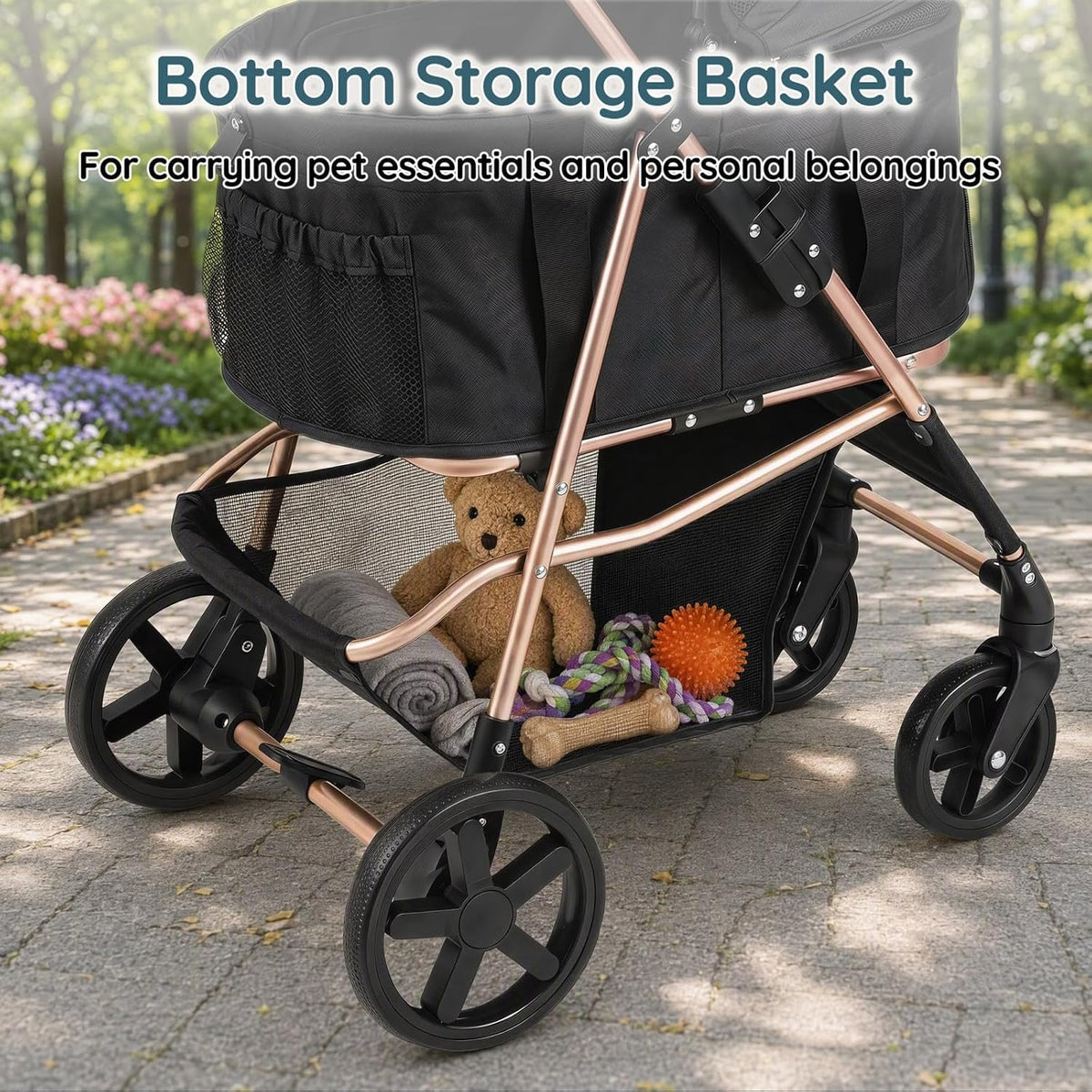 GIANTEX Dog Stroller for Small Dogs & Cats with Detachable Carrier (Black)