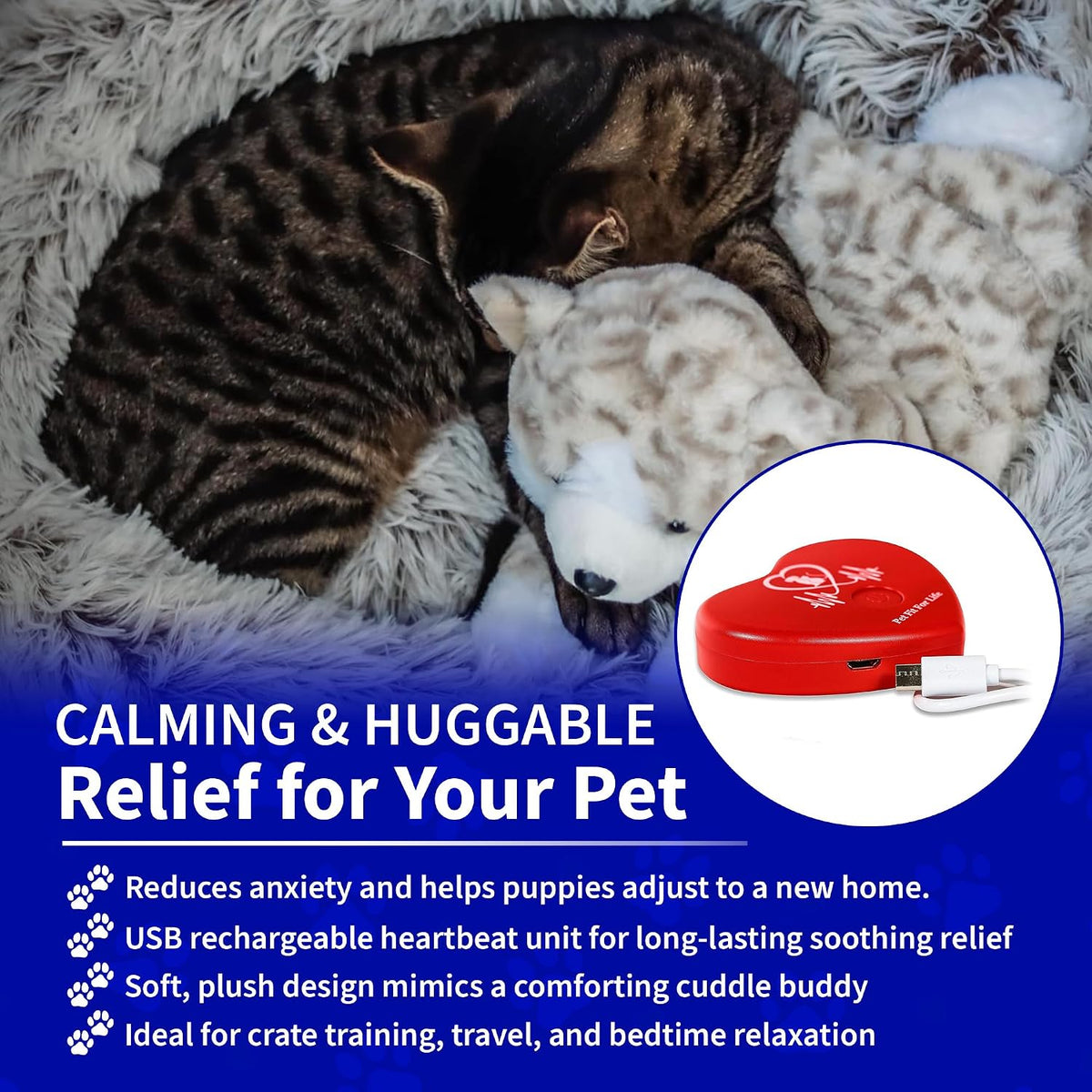 Pet Fit For Life Stuffed Animal with Rechargebale Heartbeat for Cats