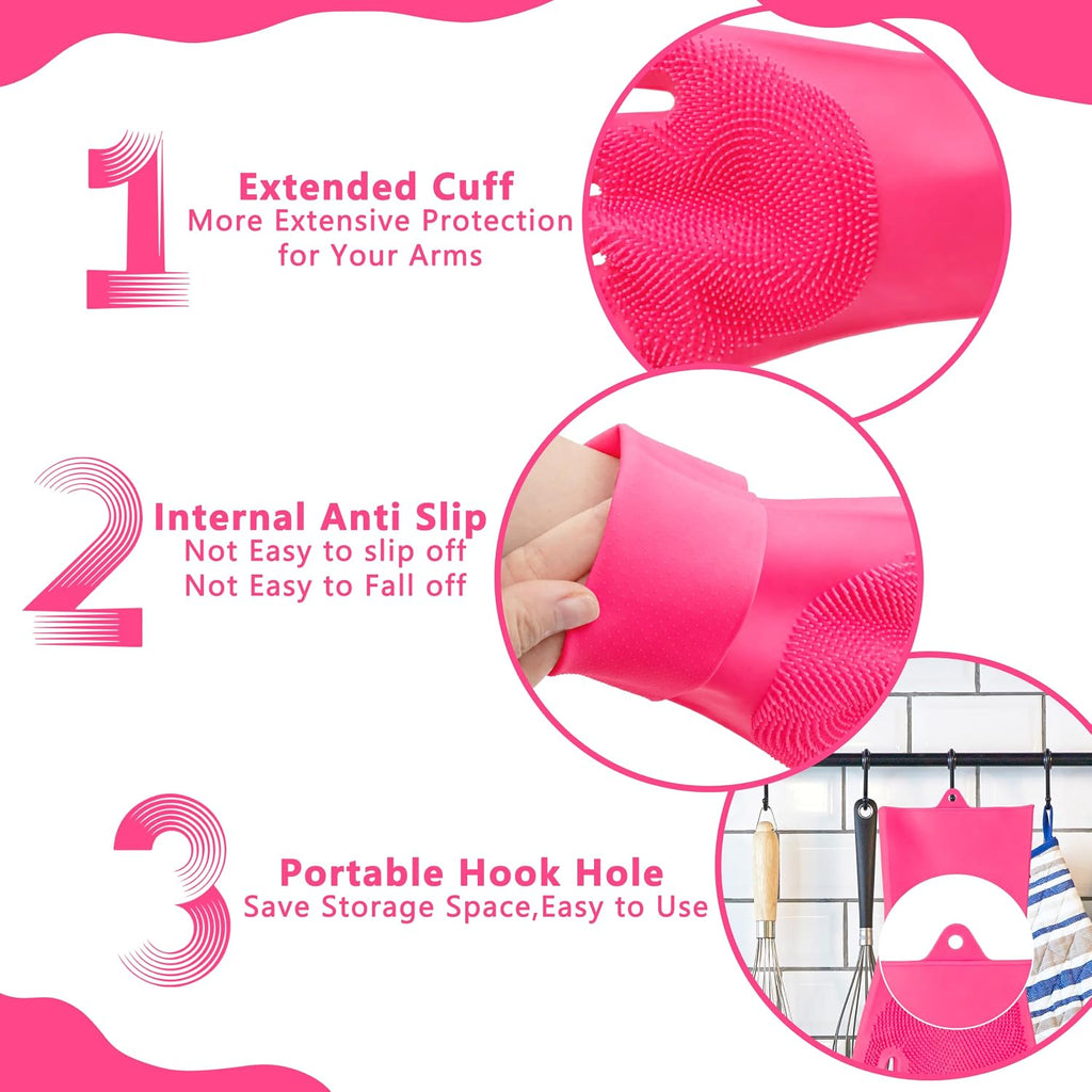 Pet Grooming Gloves—Dog Washing Gloves with High-Density Teeth, Dog Bath Scrubber with Enhanced Five Finger Design, Sili