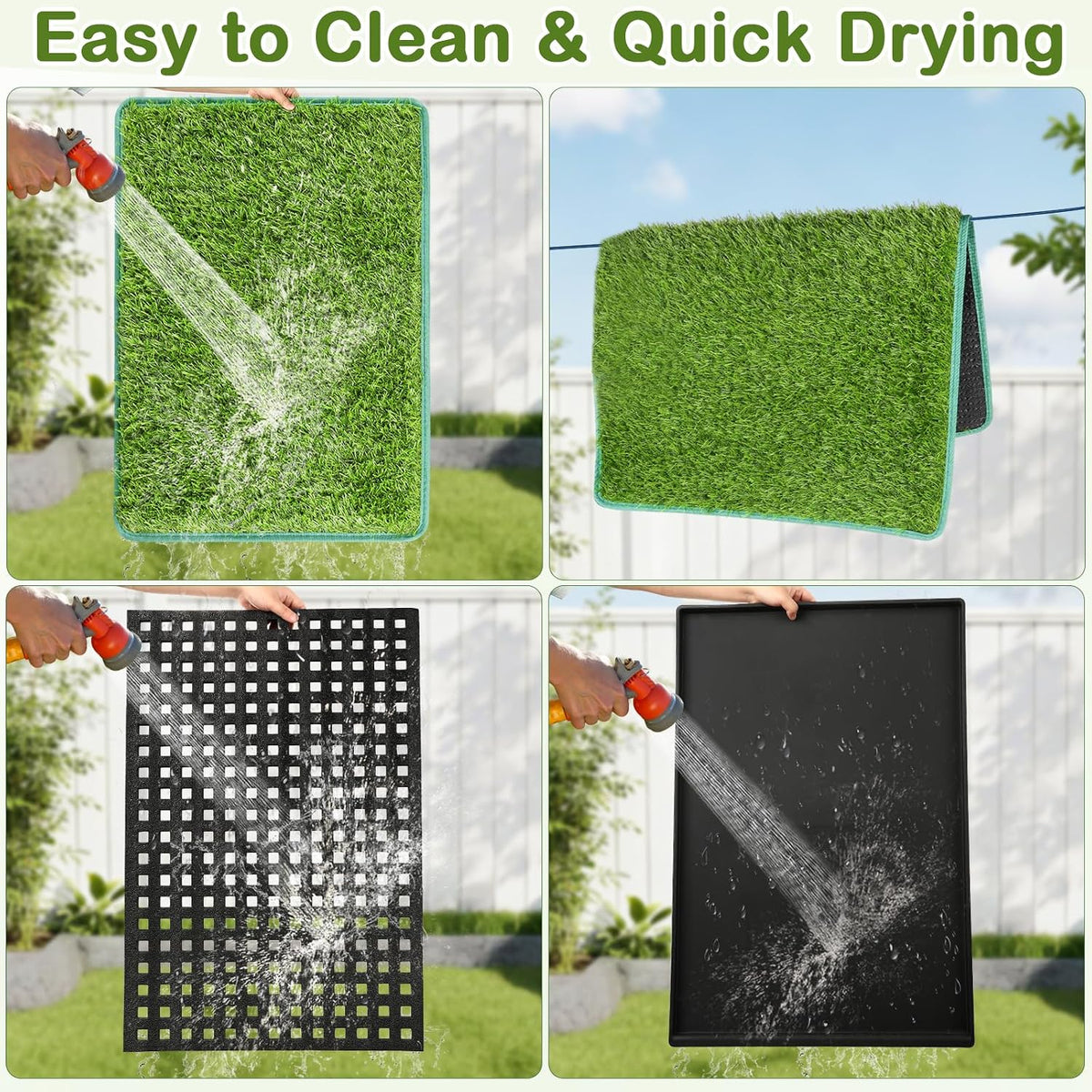 Dog Grass Pad with Tray 34x23in, 2 Pack Artificial Grass for Dog Litter Box, Leak-Proof Dog Potty Tray with EPE Foam Pad