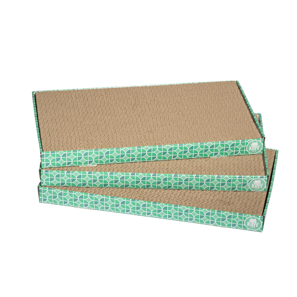 Kitty City XL 3-Pack Cat Scratcher Pads – Durable Corrugated Cardboard Scratch Pads – Double-Sided for Longer Use, Cat Claw Maintenance & Furniture Protection, Cat Scratching - 10" x 18"