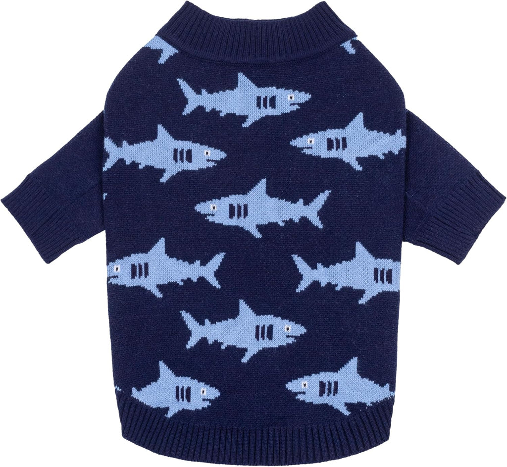 Fitwarm Yeti Dog Jacquard Sweater, Cozy Winter Clothes for Small Dogs Boy Girl, Knitted Pet Apparel, Blue, White, Medium