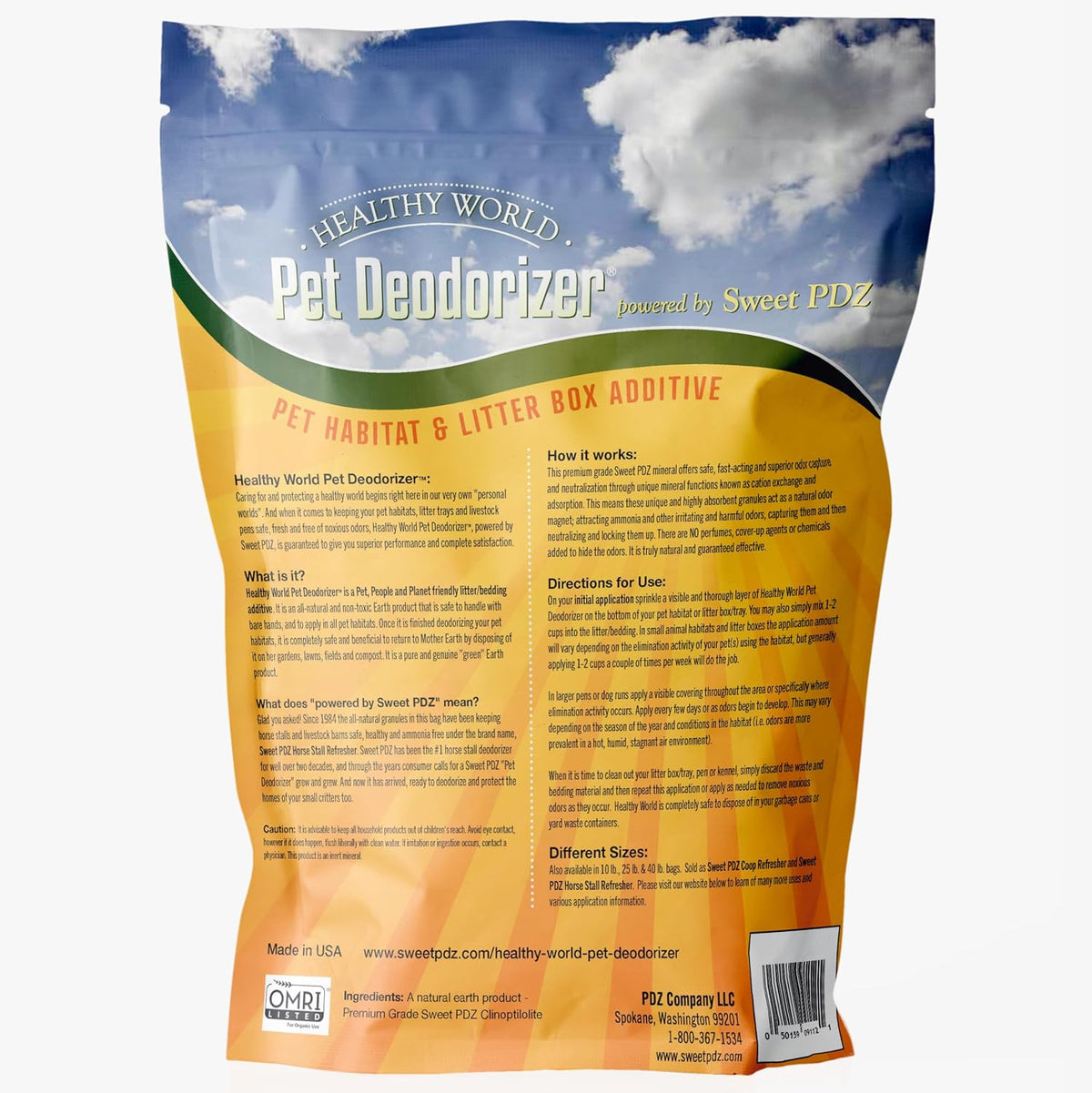 Sweet PDZ - Healthy World Pet Deodorizer - Pet Habitat & Litter Box Additive - 3.5 lbs (Pack of 2)