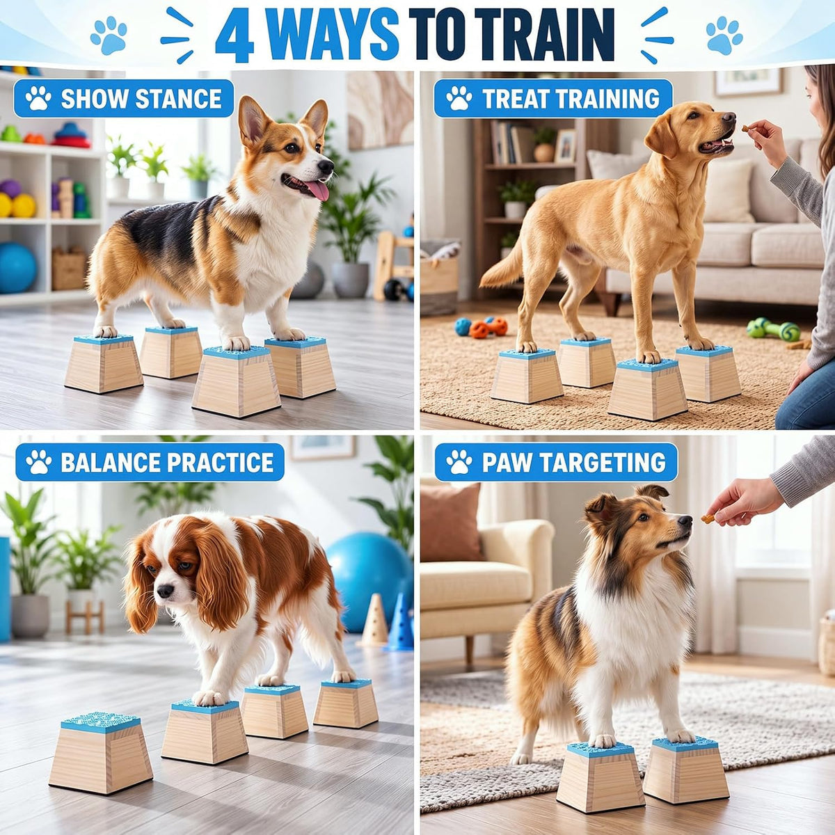 Hiboom 4 Pcs Dog Stacking Blocks for Dog Training, Trapezoid Blocks