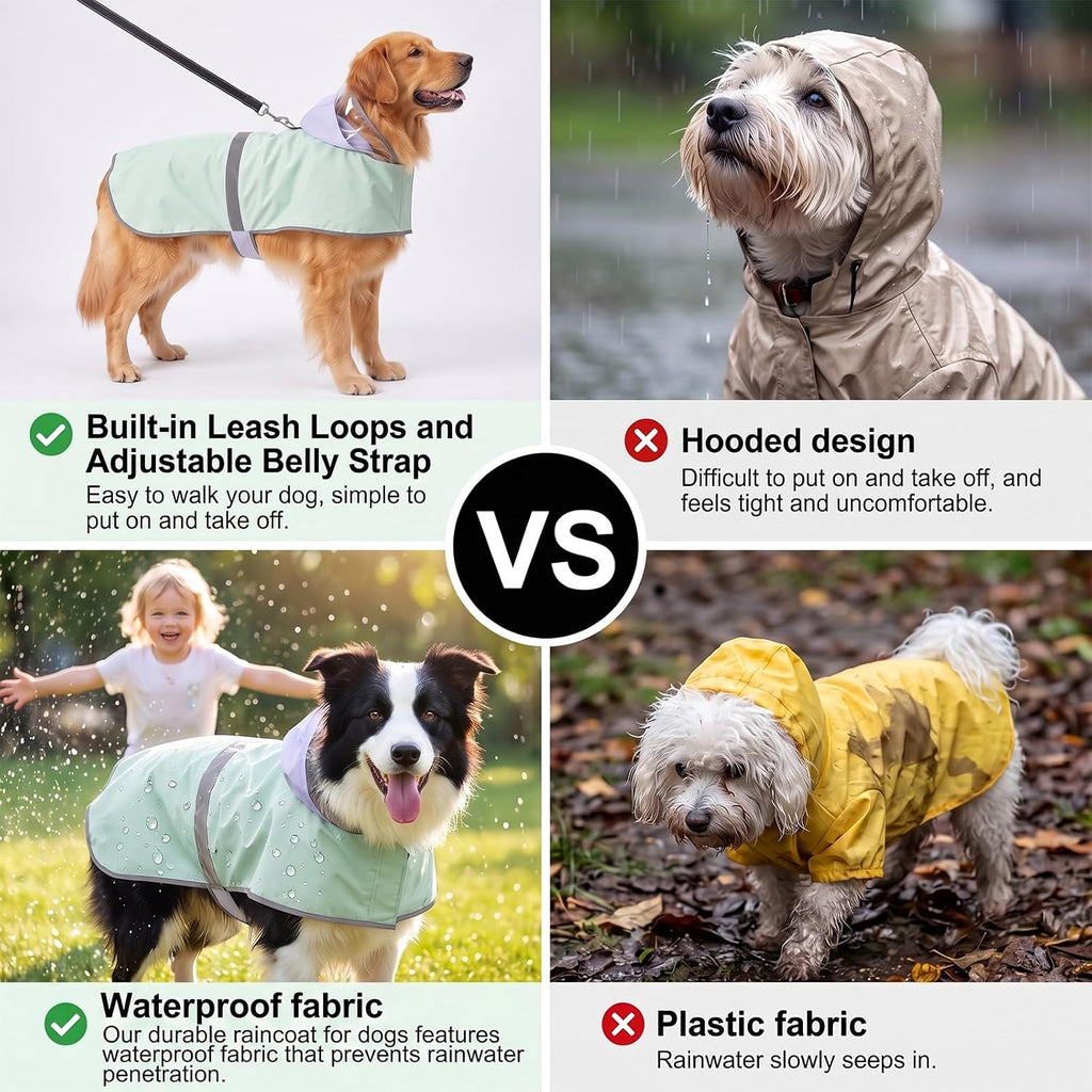 Clear Hood Dog Raincoat 2-in-1 Sun Protection for Medium Large Dogs，Medium