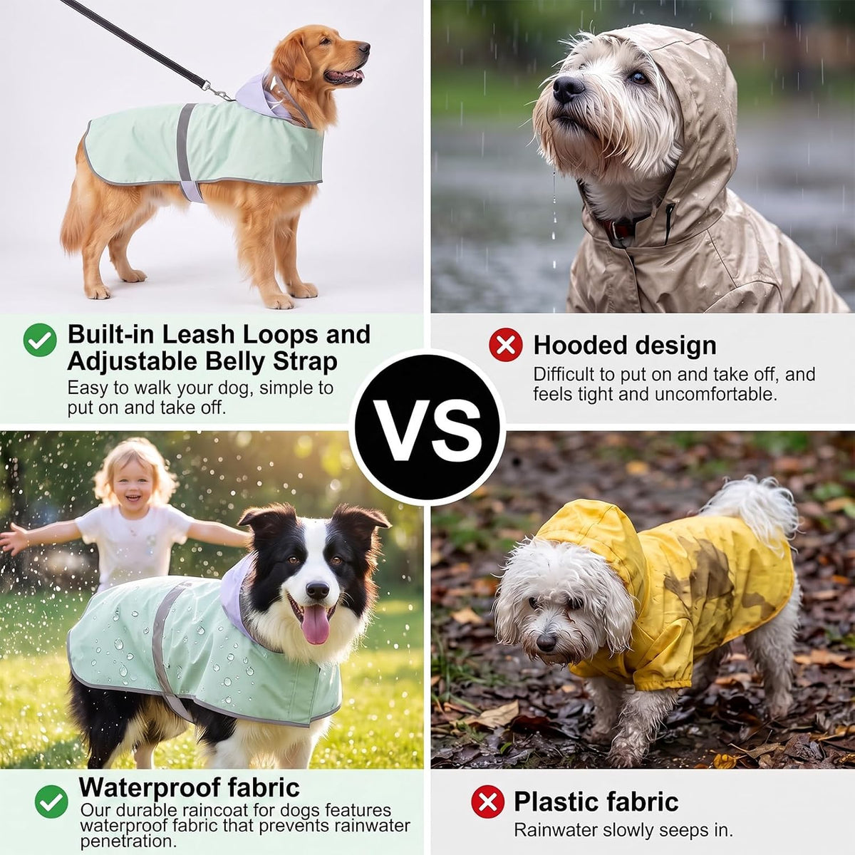 Clear Hood Dog Raincoat 2-in-1 Sun Protection for Medium Large Dogs，Medium