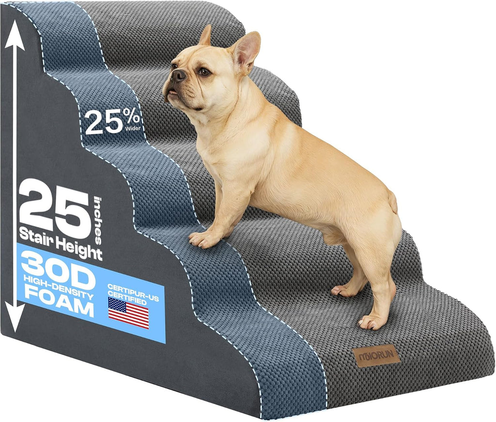 Miorun Extra Wide Dog Stairs for Large Dogs, 25"H Pet Steps for High Beds