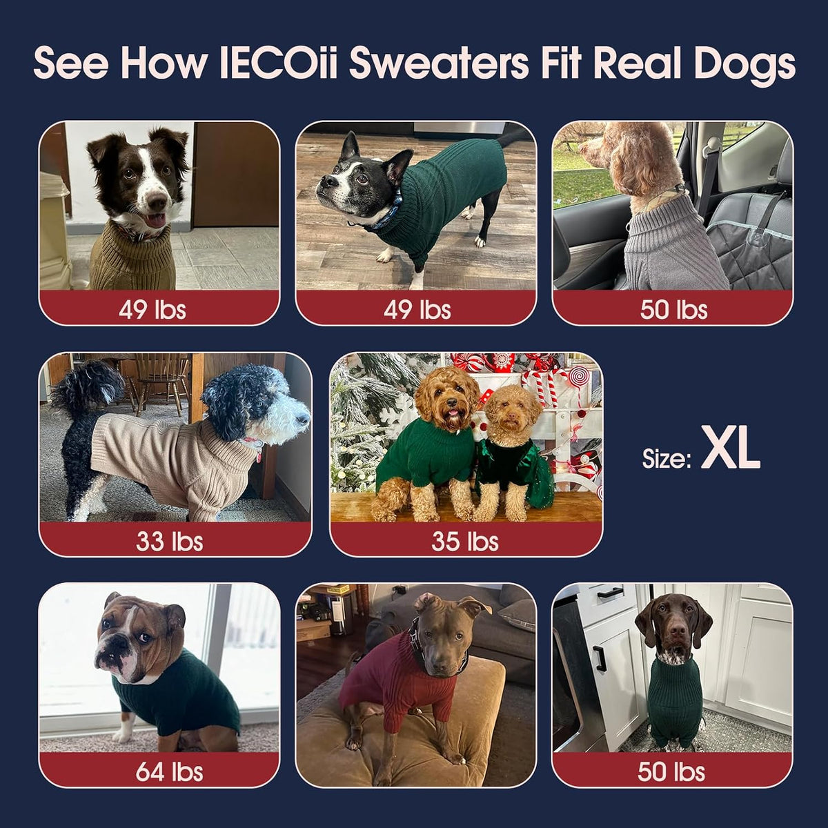 XL Dog Sweater, Winter Doggy Clothes for Medium Dogs Girl Boy