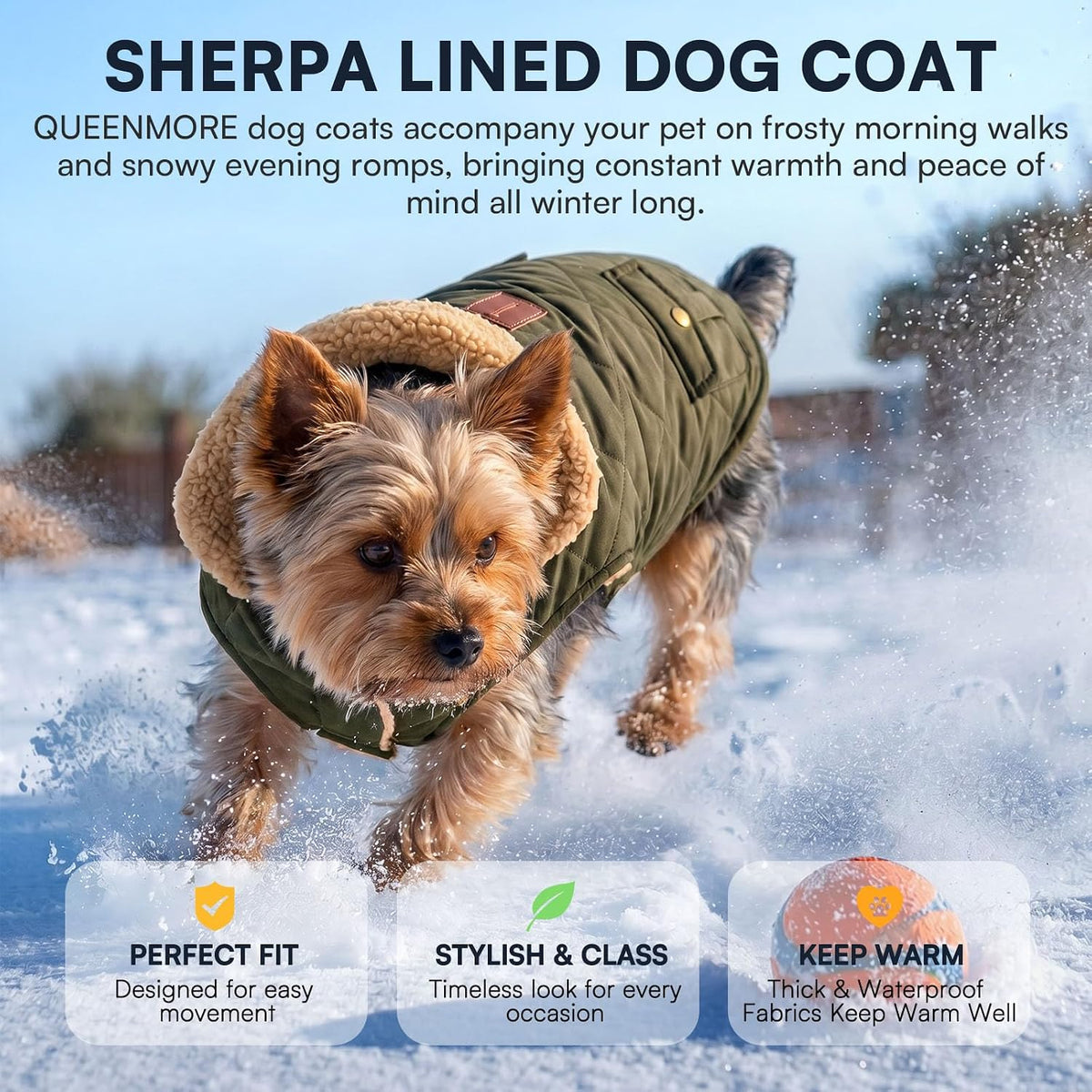 Warm Puffer Dog Coat Thick Plush Quilting Medium Winter Jacket