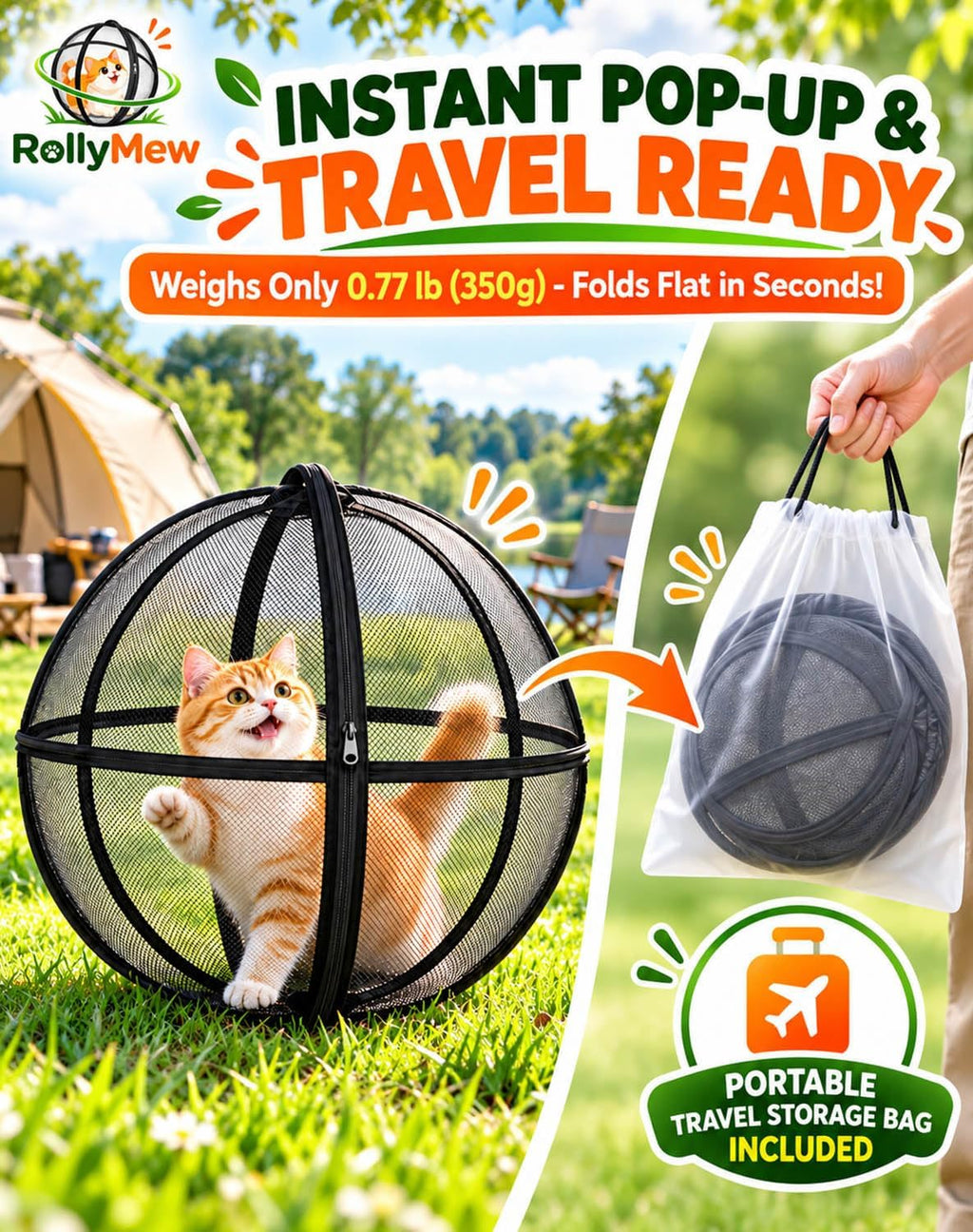Cat Enclosure, Outdoor Pet Playpen Ball，Black