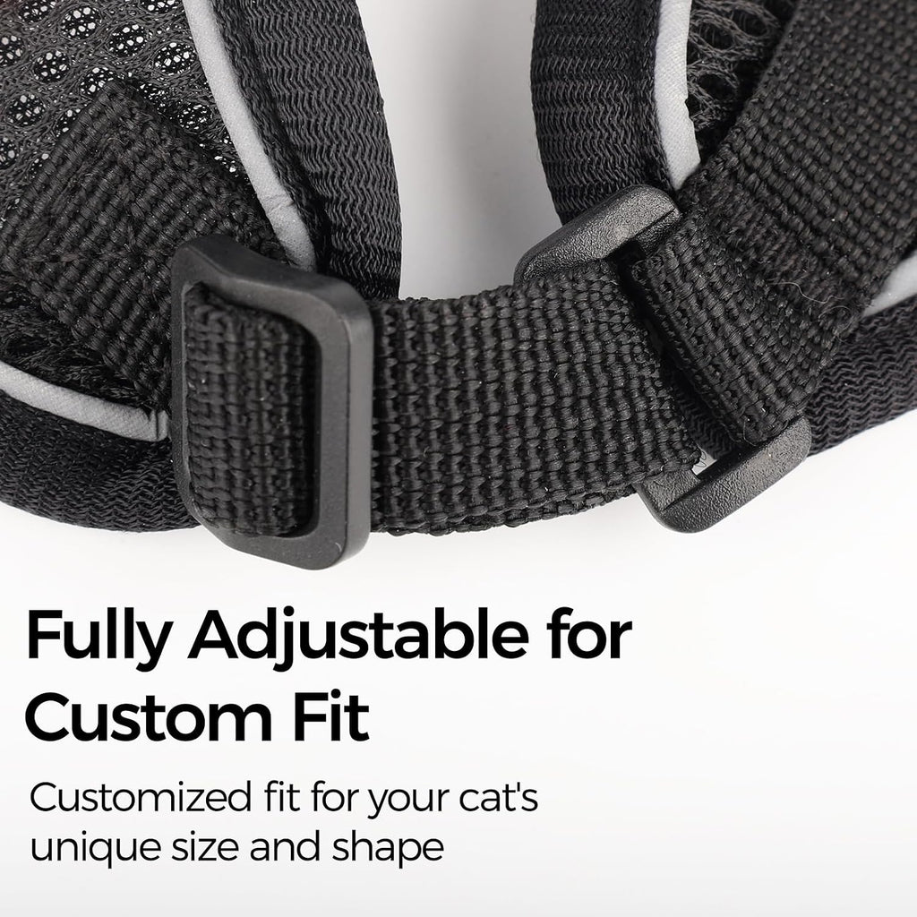 Cat Harness and Leash Set, Lightweight Air-Mesh Cat Vest, Black, XXL