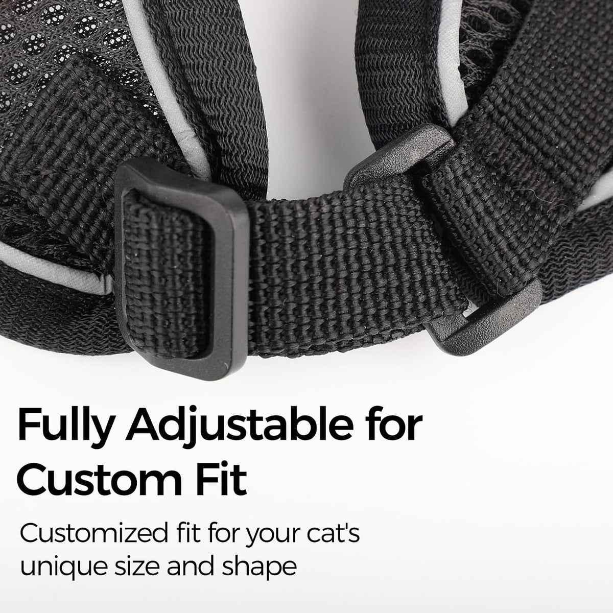 Cat Harness and Leash Set, Lightweight Air-Mesh Cat Vest, Black, XXL