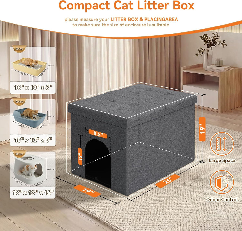 Zerbuger Cat Litter Box Enclosure Furniture for Odor Control,Hidden Cabinet