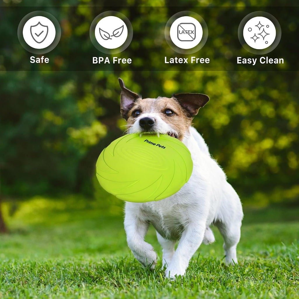 PrimePets Dog Flying Disc, 2 Pack, 7 Inch, Durable Dog Toys, Natural Rubber Floating Flying Saucer for Water Pool Beach,