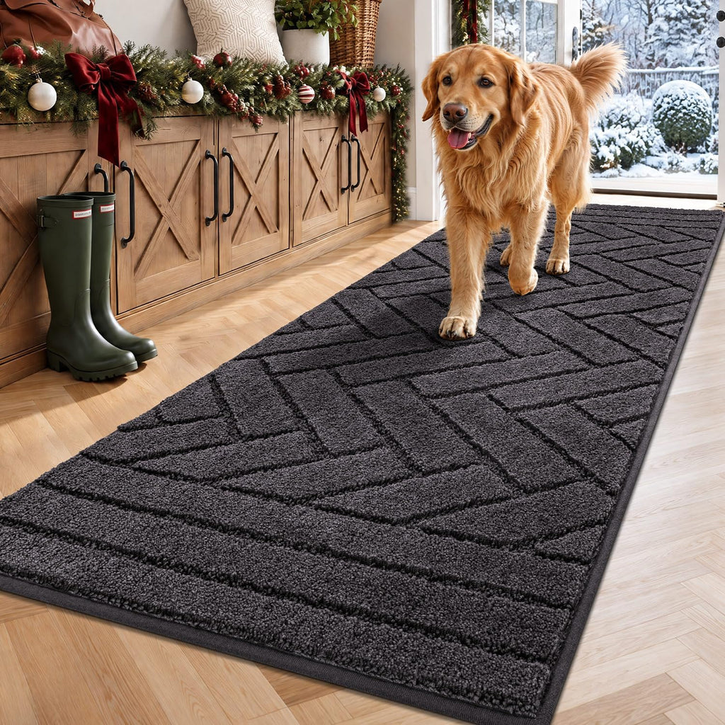 Dog Door Mat for Mud Paws, Dirt Trapper Mud Mat, 24"x59" Charcoal