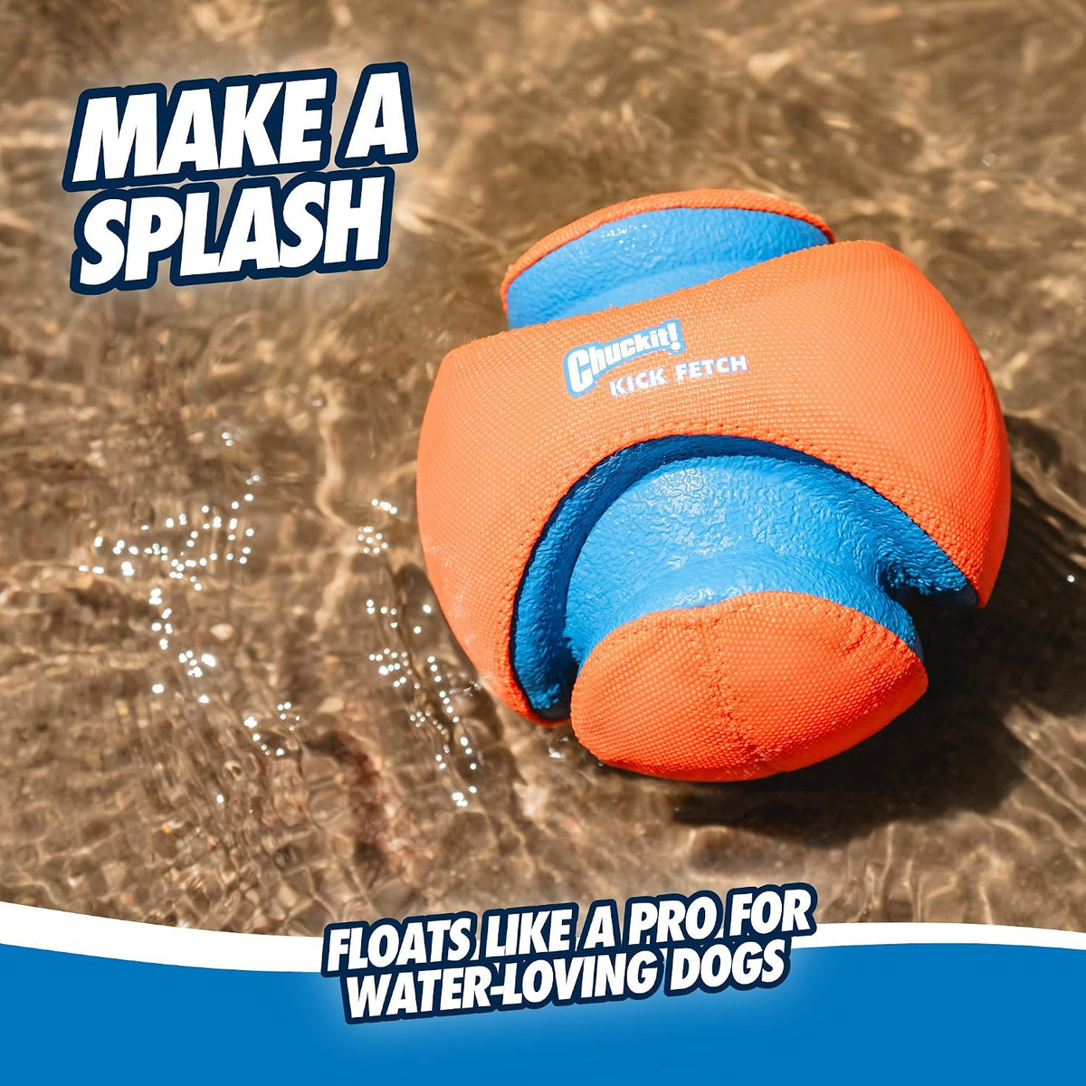 Chuckit! Kick Fetch Ball Dog Toy, Large, 8in, for Large Dogs, Floats