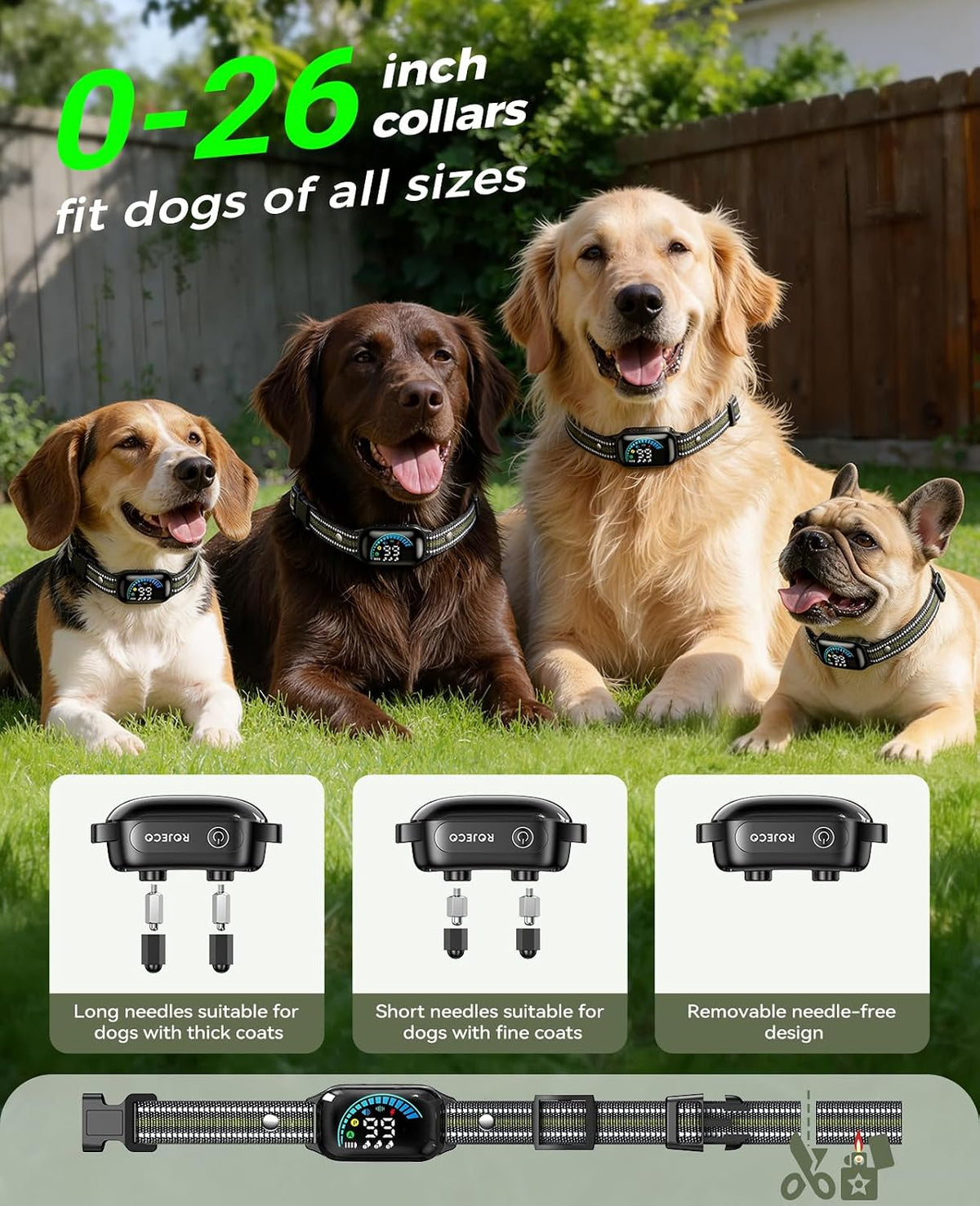 2-in-1 Dog Shock Collar & Dog Bark Collar,Smart Anti-Barking